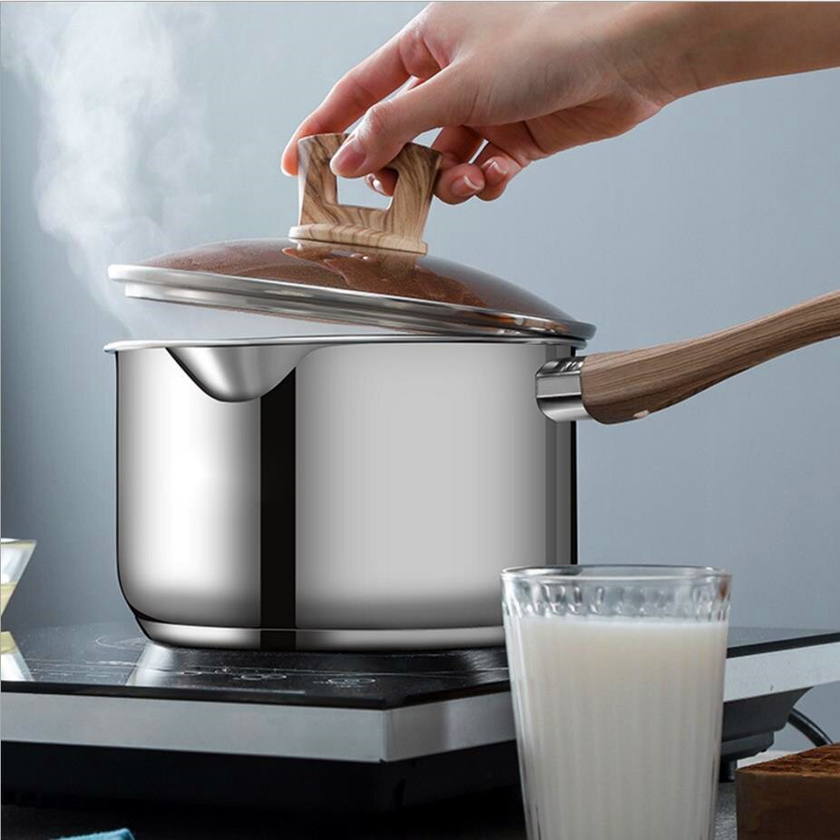 2L Stainless Steel Saucepan with Glass Lid, Spouts for Easy Pour with Ergonomic Handle, Multipurpose Sauce Pan, Sauce Pot