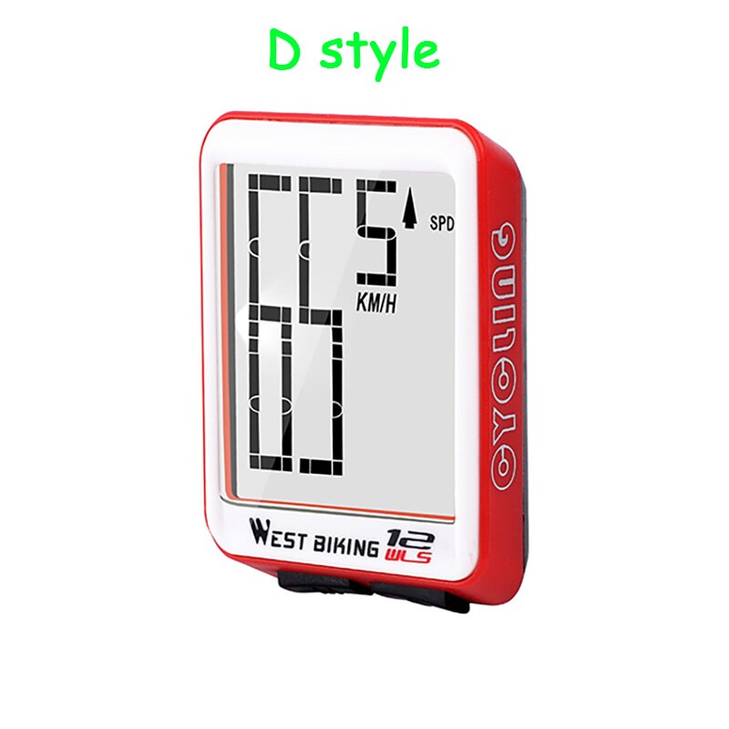 WEST BIKING Portable Bicycle Computer Wireless Wired Backlight Digital Speedometer Bike Computer Ultralight Bicycle Accessories: D wireless red