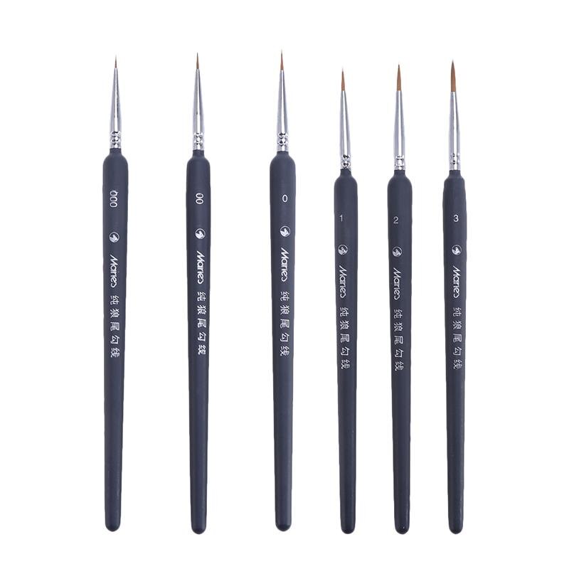 Pelo de comadreja agua brochas de colores pincel dibujo pintura pluma accesorios para los estudiantes adultos: 6pcs