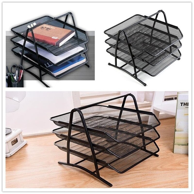 Office A4 Paper Organizer Document File Letter Book Pen Brochure Filling Tray Rack Shelf Carrier Metal Wire Mesh Storage Holder