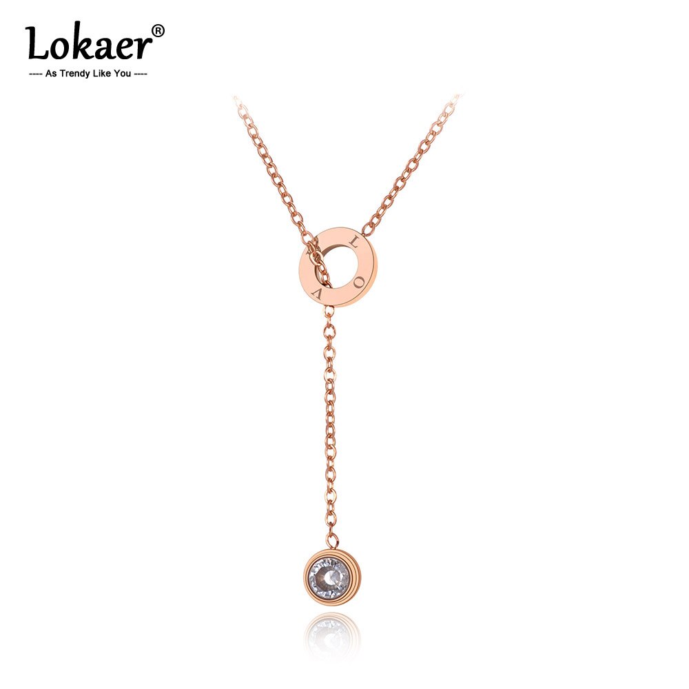 Lokaer-gargantilla de cristal de circonia cúbica de acero inoxidable, collar de Original, joyería, colgante de amor a la para mujer N20023