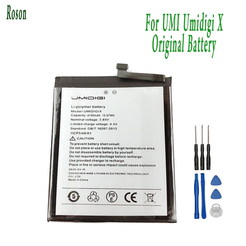 Roson Voor Umi Umidigi X Batterij 4150Mah 100% Vervangende Onderdelen Telefoon Accessoire Accu Met Gereedschap