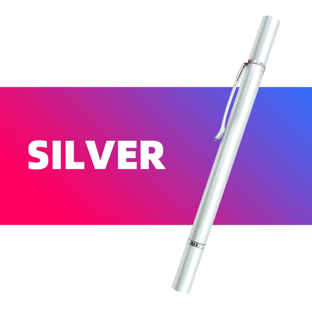 2in1 Stylus Pen for Xiaomi Samsung Drawing Tablet Pens Capacitive Screen Caneta Touch Pen Mobile Android Phone Writing Pen: siliver