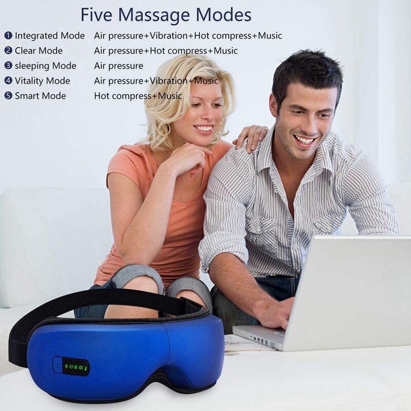 Eye Massager, Verlichten Ogen Donkere Kringen Ogen Zakken Droog Eye Verbeteren Slaap, Draagbare Elektrische Bluetooth Eye Massager