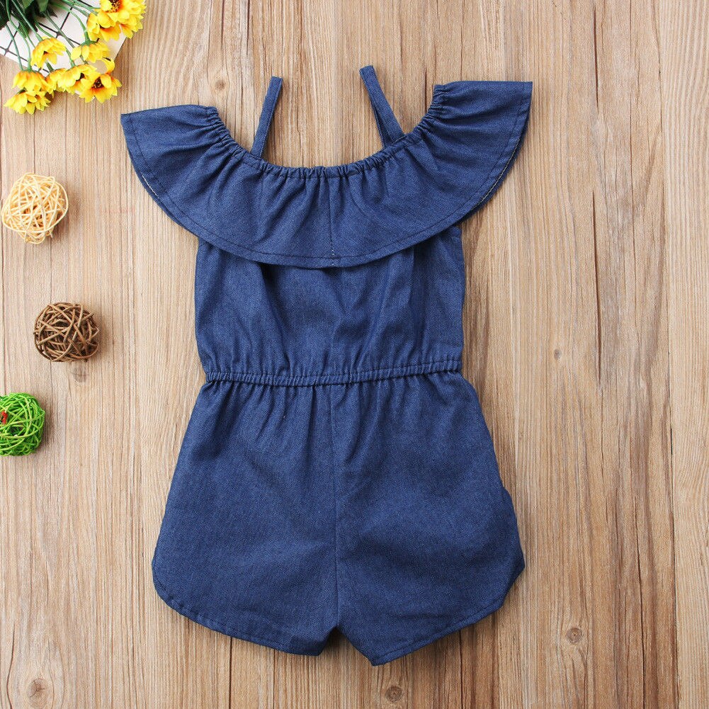 Zomer Peuter Kids Meisjes Denim Blue Strap Romper Overalls Jumpsuit Playsuit Kleding 1-6 T
