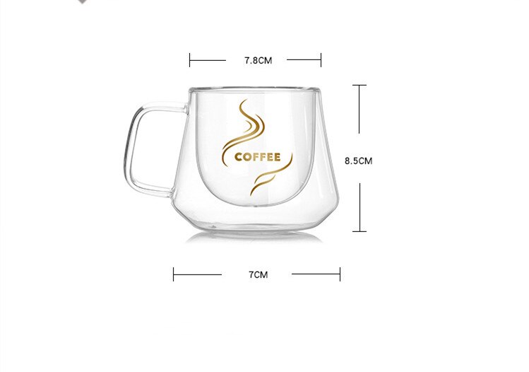 Tazas de café dobles de 200ml con las tazas con asa para beber aislamiento doble pared taza de té de cristal taza para la leche