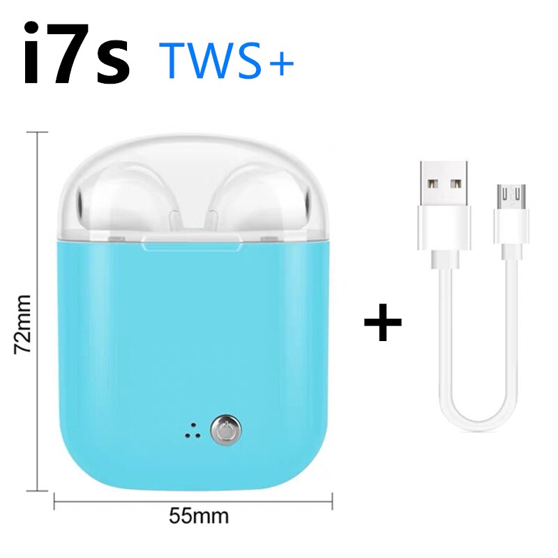 Auriculares Bluetooth i7s TWS 5,0, auriculares inalámbricos con sonido de alta fidelidad, Auriculares deportivos estéreo, auriculares para juegos manos libres para xiaomi huawei: i7s twsMAX blue