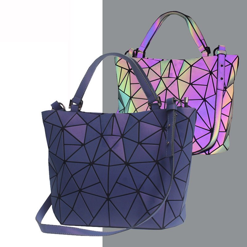 Sacs à main géométriques lumineux pour femmes, sacs à bandoulière pliables, sacs à bandoulière multicolores, sac fourre-tout avec veilleuse: Violet lumineux