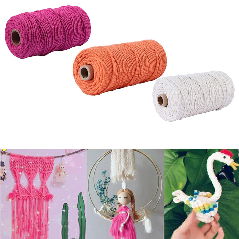 3mm 100m Twisted Natural Cotton Cord Rope String DIY Macrame Artisan Hand Craft