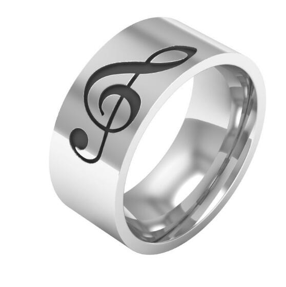 8mm 8mm Mode Muziek Muzieknoot Vinger Ringen Voor Vrouwen Mannen 316L Rvs Punk Biker Sieraden Engagement huwelijkscadeau: 11