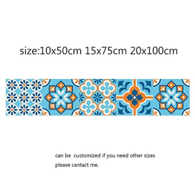Dekorativa spanska kakel pvc kakel klistermärken väggkonst dekal, självhäftande vattentät kök backsplash badrumsinredning: 2 / 15 x 75cm