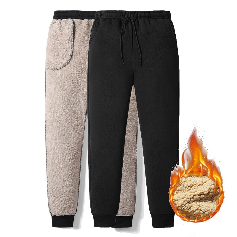 Tjocka träningsbyxor vinter herr #39 ;s plus sammets vadderade byxor slimmade stor storlek varma byxor solida trendiga sportjoggar m -5xl,za306: Xxxl / Svart 1 byxa