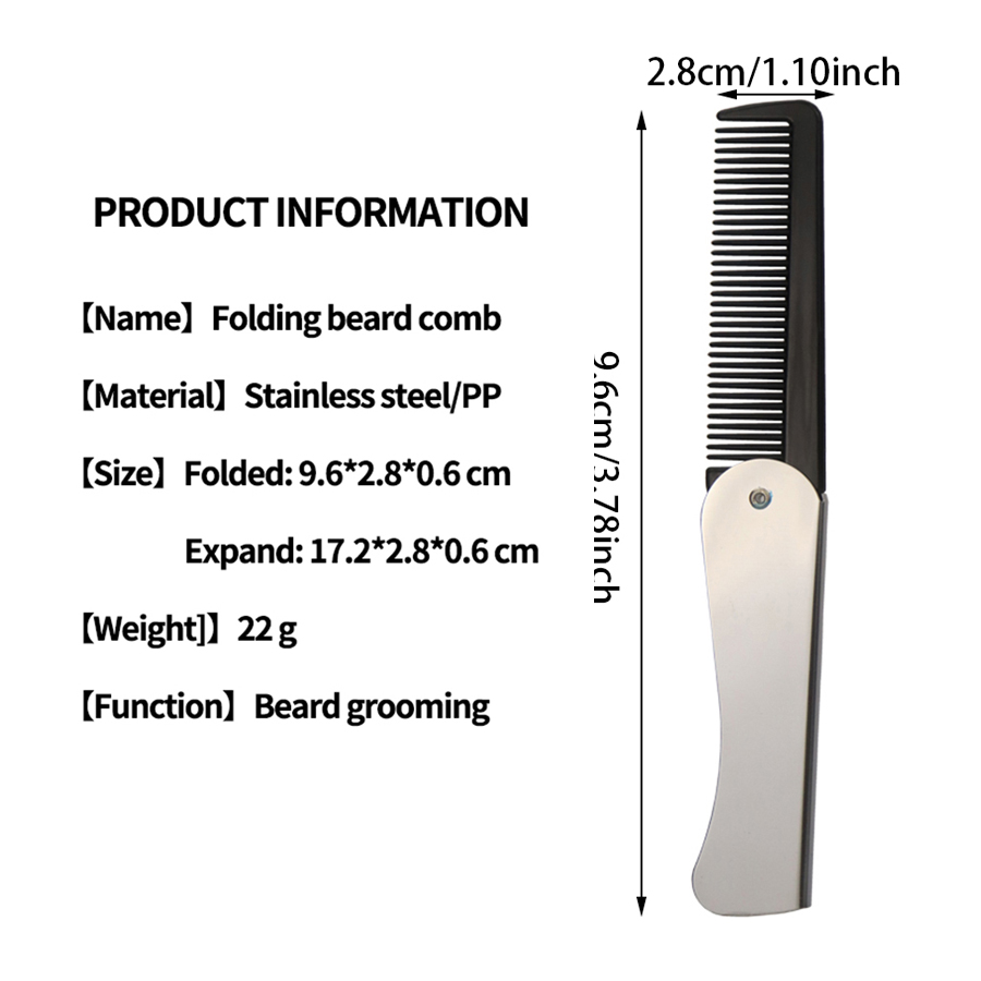 1/2Pcs Folding Beard Combs，Easy Carrying，Fine Tooth Hair Comb Straightener for Grooming Styling Hair，Special for real hair wigs