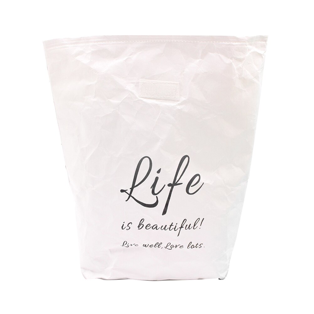 Stor kapacitet genanvendelig brun papirpose skolefoldbar madbeholder vandtæt termisk isolering picnic kontor genanvendelig: Hvid