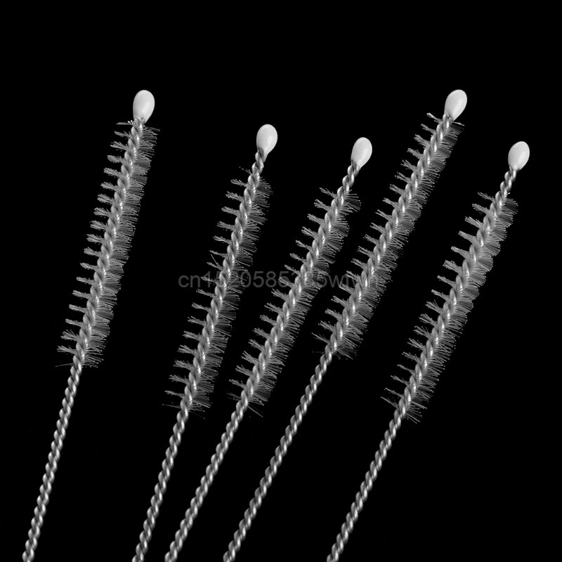 5 pz/lotto 17cm biberon per latte per bambini bere tazza d&#39;acqua lavaggio paglia spazzola detergente manico in acciaio inossidabile spirale capelli morbidi puliti