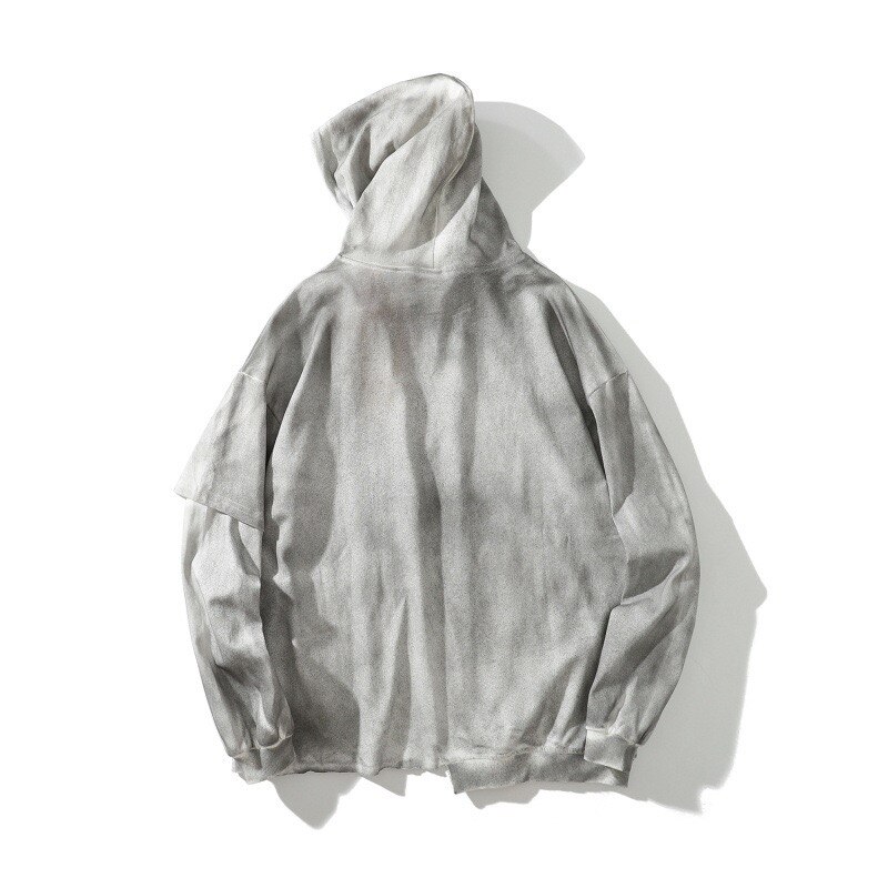 Herre dame langærmet snoretræk grå hættetrøje oversize unisex bomuld hip hop skjorte skøjteløb afslappet sport loose fit sweatshirt