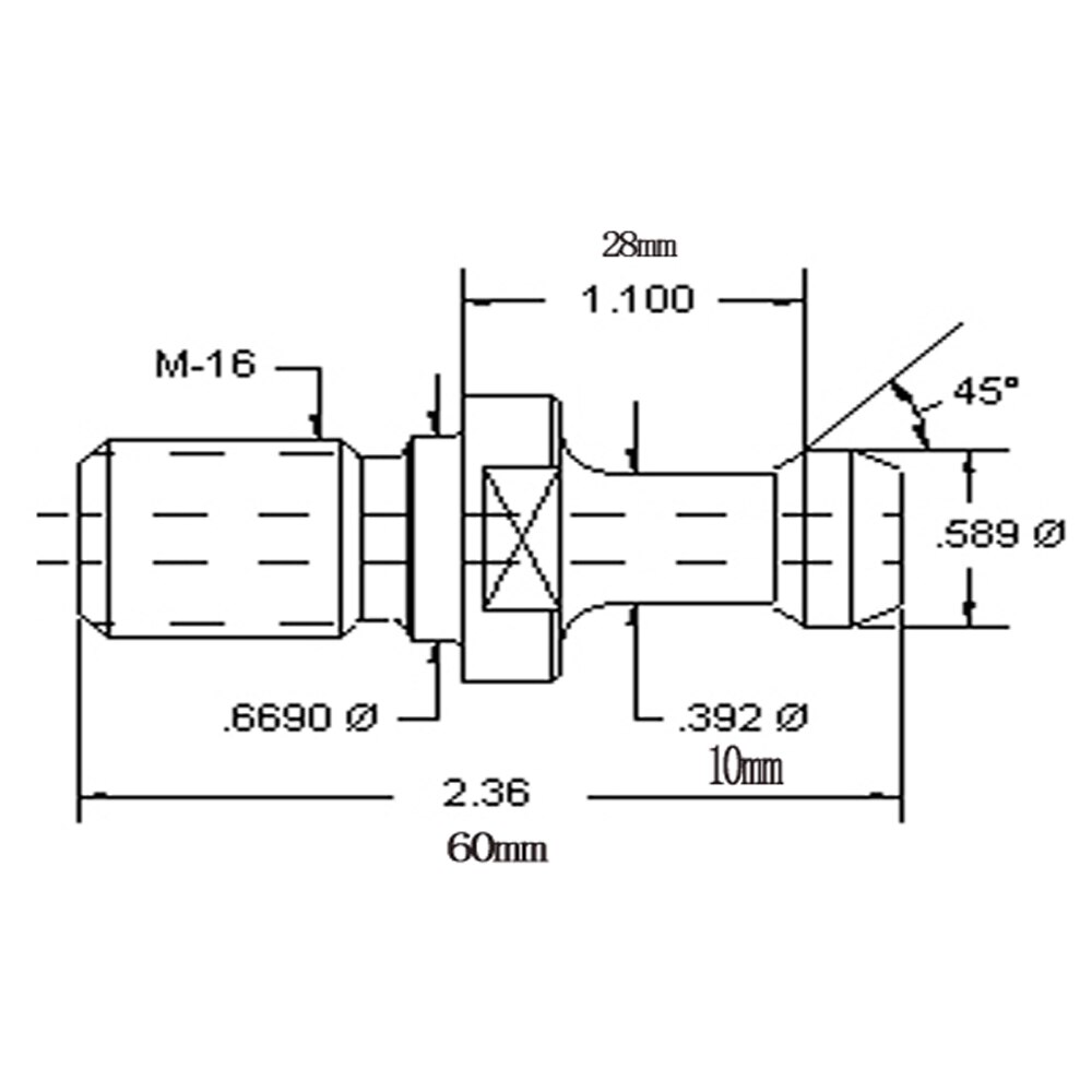 BT40 M16 45 degree Pull stud CNC BT40 tool-holder Retention knob non hole thru