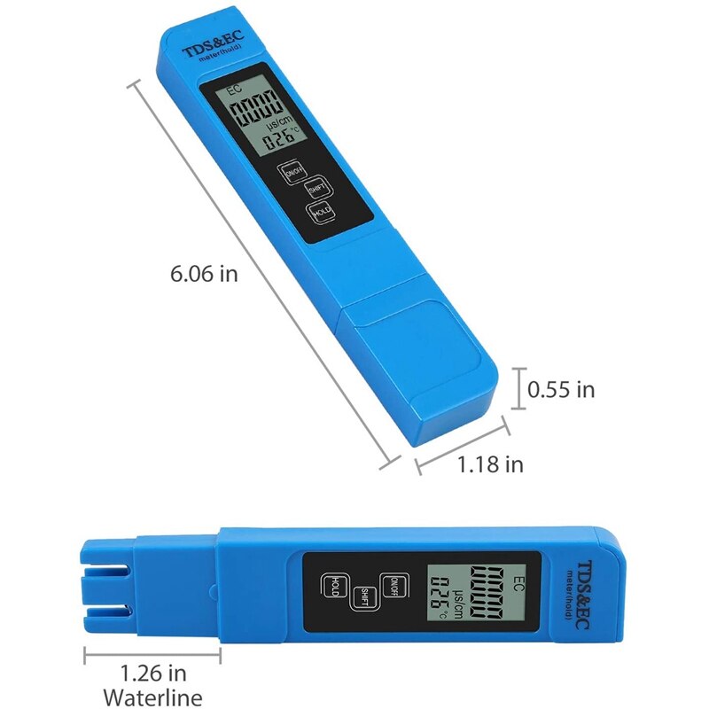 TDS EC Meter Temperature Tester Pen 3 in 1 Function Conductivity Water Measurement Tool TDS EC Tester 0-9990 Ppm 15%