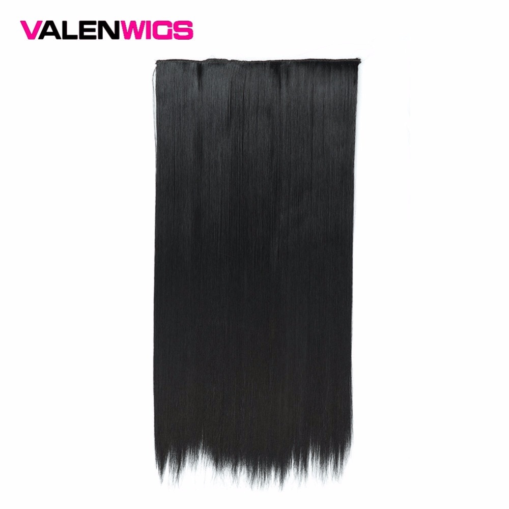 Valen Pruiken 22 inch 5 Clips In Een Stuk Pure Kleur Straight Stijl Haar Clip Op Een Stuk Synthetisch Haar extensions Voor Vrouwen