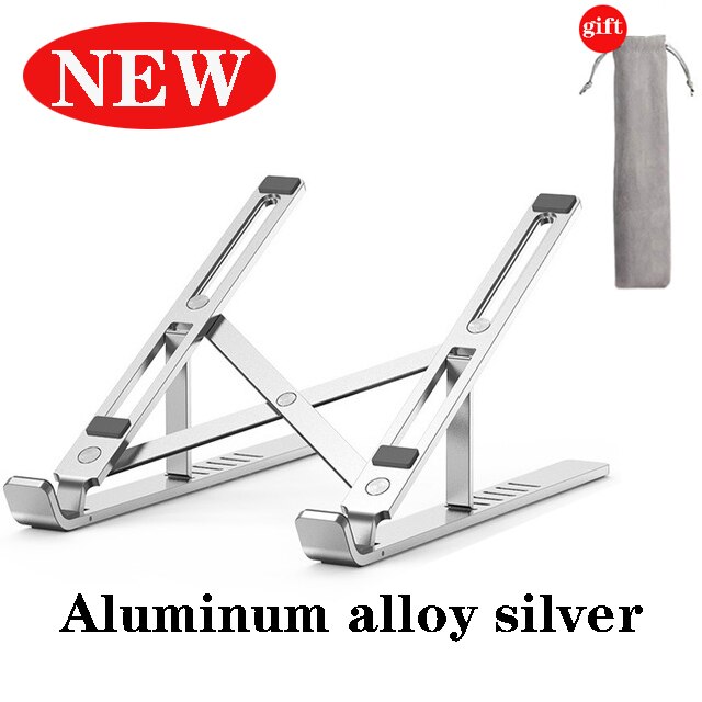 Laptop Holder for MacBook AirPro Adjustable Foldable Aluminium Alloy Support Base Notebook ,Laptop Stand for PCNotebook: New Aluminum Silver
