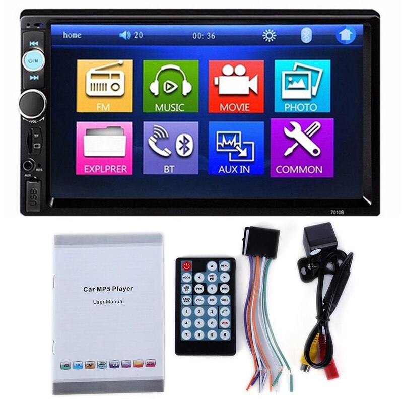 7010B 2 Din Car Video Player 7 Inch LCD Press Sn Bluetooth FM Radio MP5 Player with 720P Camera