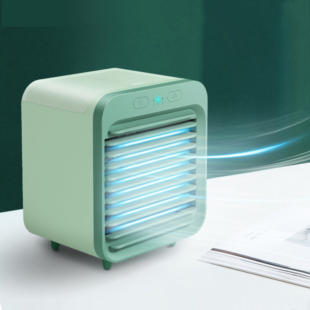 Portable Mini USB Rechargeable Water-cooled Air Conditioner Fan Cooler: Green