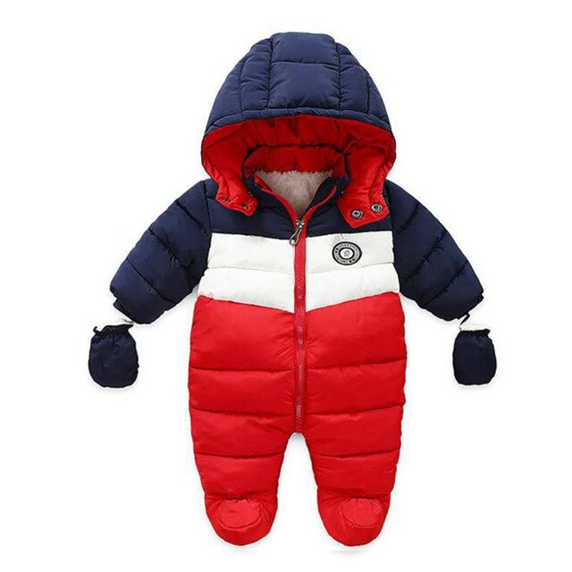 Bebê recém-nascido snowsuit crianças infantil casaco de inverno quente forro com capuz zíper macacão meninos meninas pato para baixo outwear macacão: red / 73cm