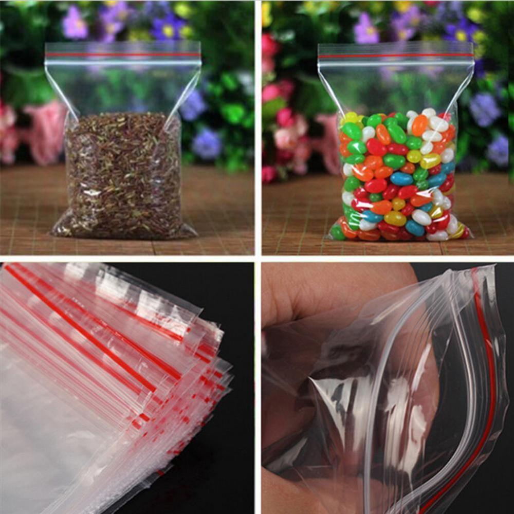 100pcs Clear Resealable Plastic Zip lock Small Home Shop Accessories Thick Seal Bag