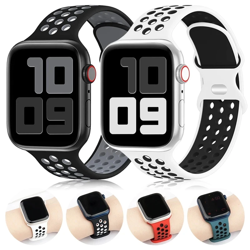 Bracelet de Sport pour Bracelets de montre Apple 44mm 45mm Ultra 2 49mm 40mm 41mm 42mm 45 44mm Bracelet en Silicone IWatch série 9 8 SE 7 3 bandes