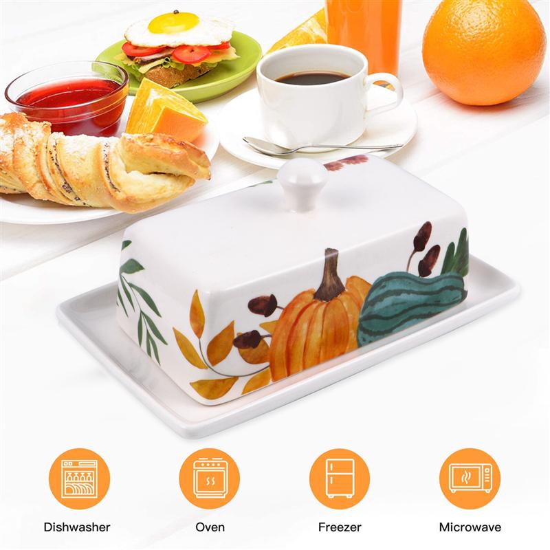 1 Pc Food Container Butter Plate With Lid Kitchen Tableware Cheese Dish Ceramic Butter Box With Lid Butter Dish Cheese Box