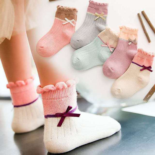 5 paia/lotto 1-12Y bambini calzini di cotone caldo autunno inverno bambini calzini tubo centrale simpatico cartone animato ragazzi ragazze pettinato calzini di cotone: Color 1 / 0-1 year old