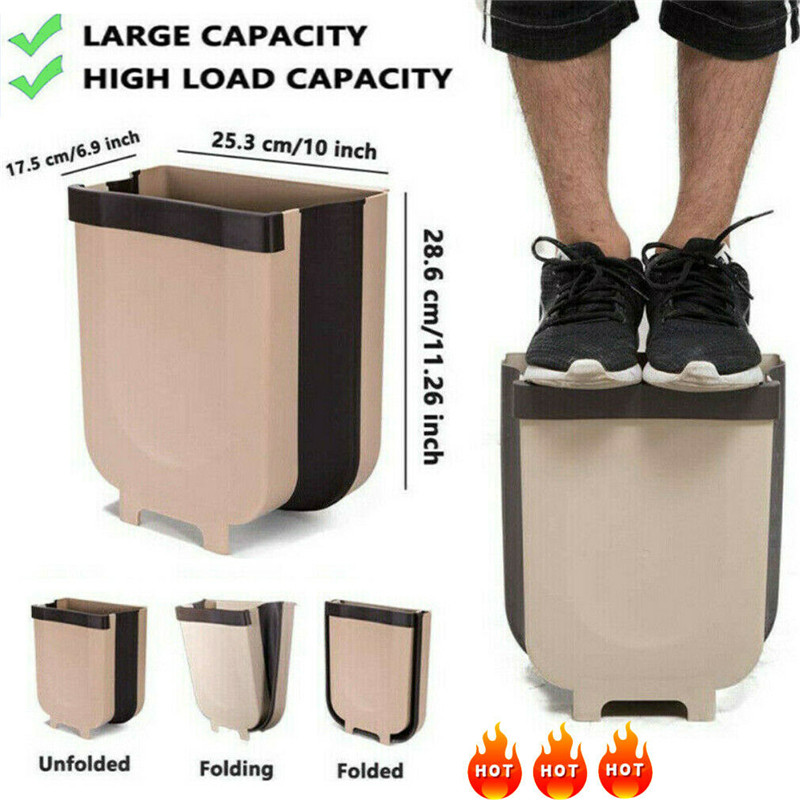 Practical Wall Mounted Folding Waste Bin Kitchen Cabinet Hanging Trash Cans Container Box