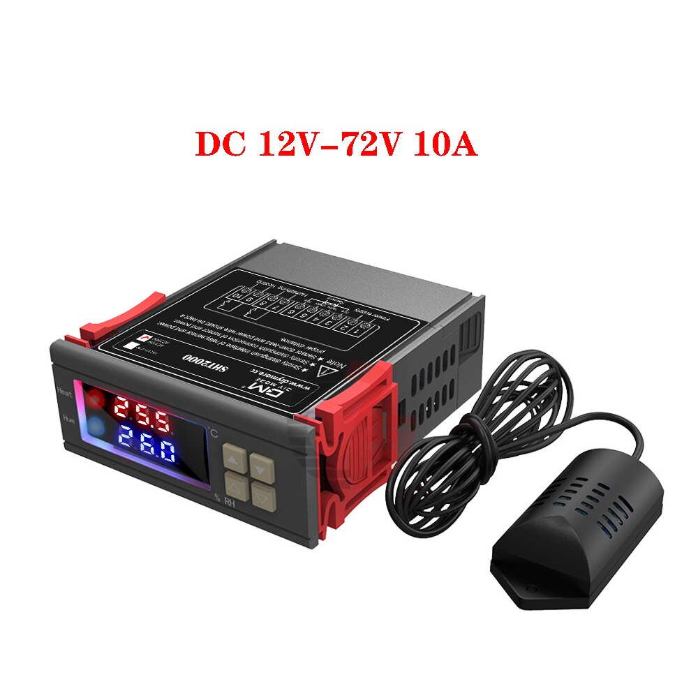 SHT2000 AC110~220V 10A Digital Temperature Humidity Controlle Hygrometer Thermostat Control Sensor Regulator Thermoregulator: DC 12V-72V 10A