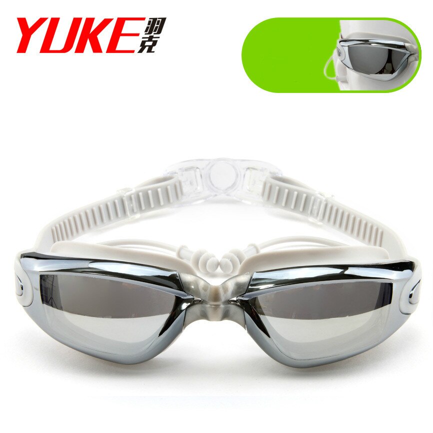 YUKE Swimming Goggles Earplug Adult Silicone Swim Cap Pool Glasses anti fog Adult Optical Waterproof Eyewear