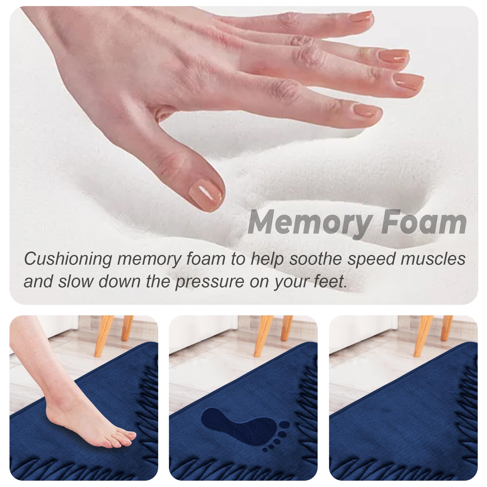 Memory Foam Bathroom Mat Carpet SuperSoft Absorbent BathroomMat Quick Dry Non-SlipWashableBathroom Floor Rug Toilet U-Shaped Mat