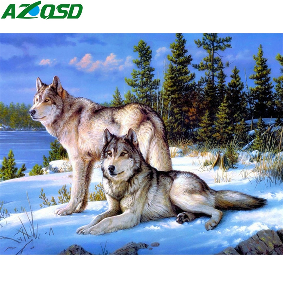 AZQSD 5d Diy Diamond Mosaic Wolf Diamond Painting Animal Home Decor Diamond Embroidery Picture Of Rhinestones Handmade