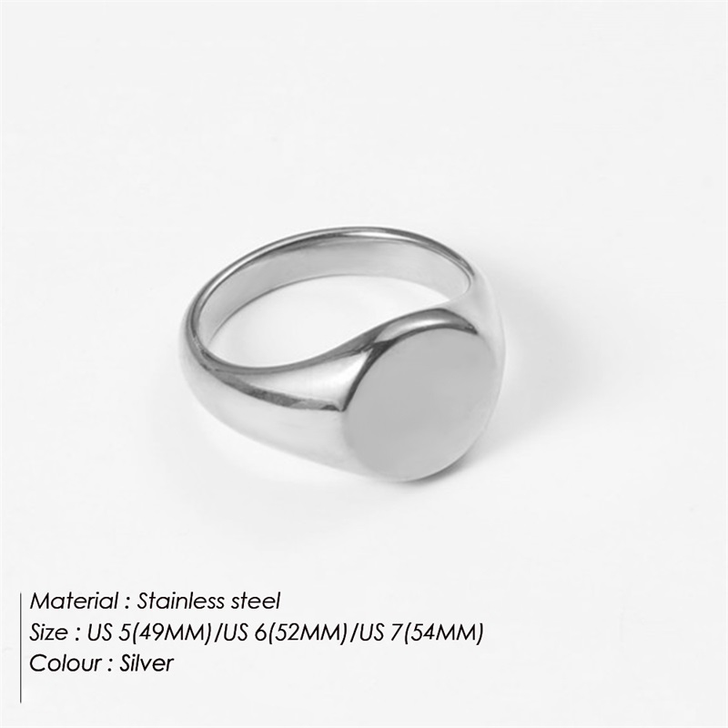 EManco Anillo redondo minimalista de acero inoxidable estilo punk Anillos de mujer chapados en oro para fiestas y festivales: 6 / Negro
