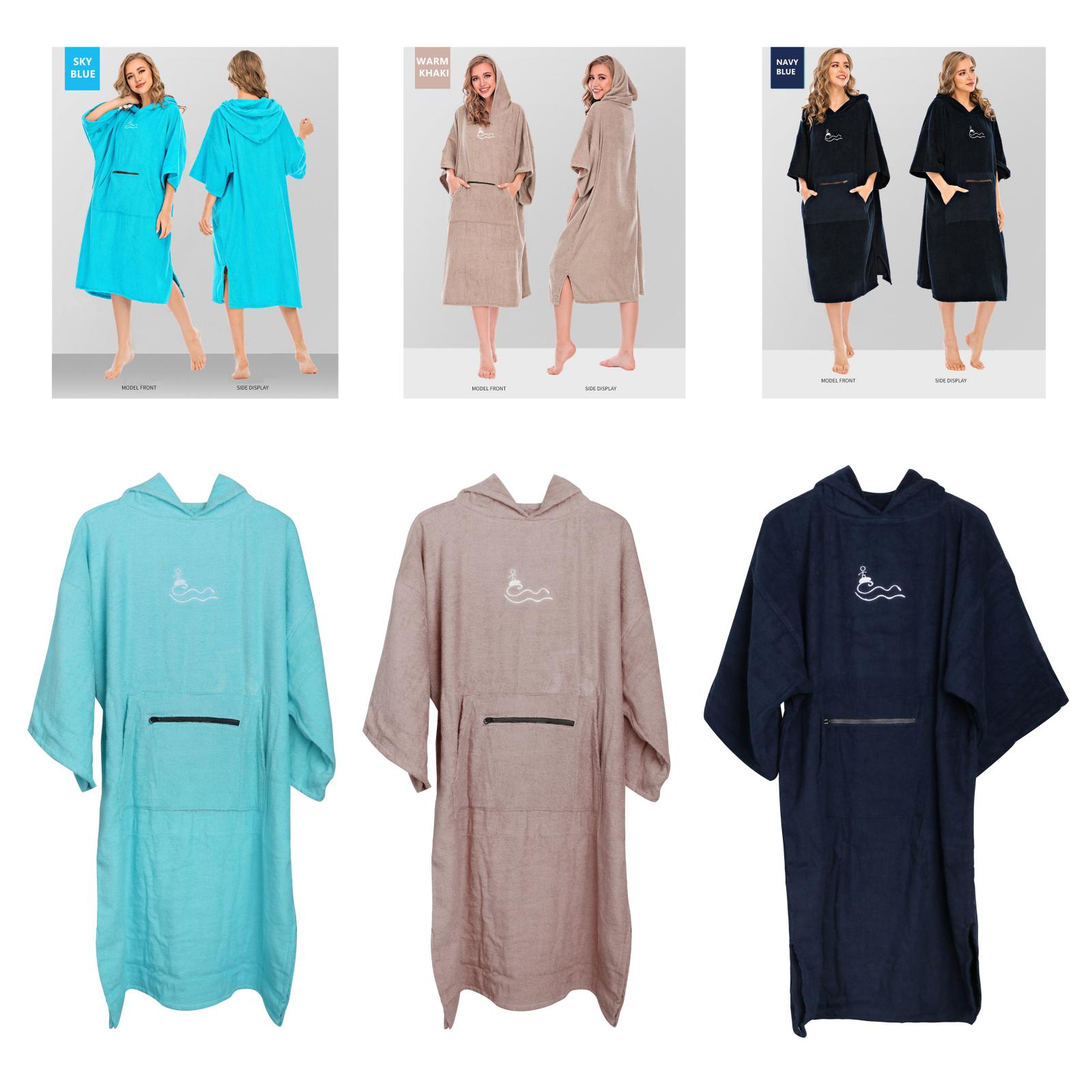 Cotton Changing Robe Hooded Poncho Beach Surfing Swimming Drying Change Towel Water Sports Wetsuit for Women Men