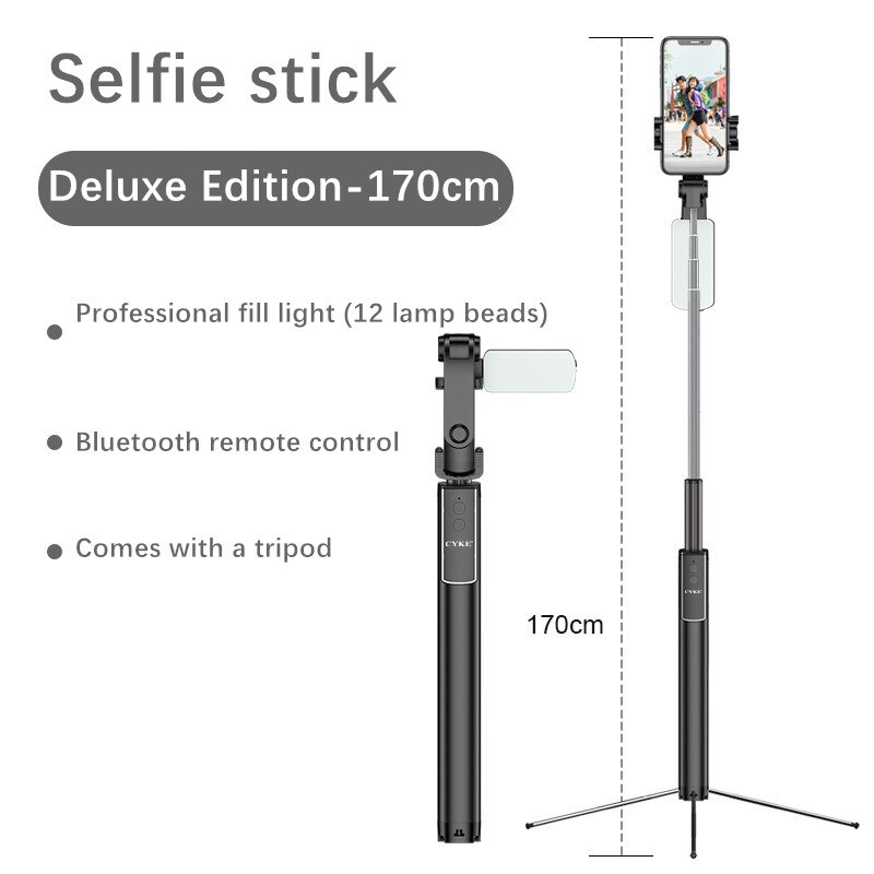 Bluetooth Selfie Stok Afstandsbediening Statief Handphone Live Photo Houder Statief Camera Zelfontspanner Artefact Staaf Met Licht Invullen: D