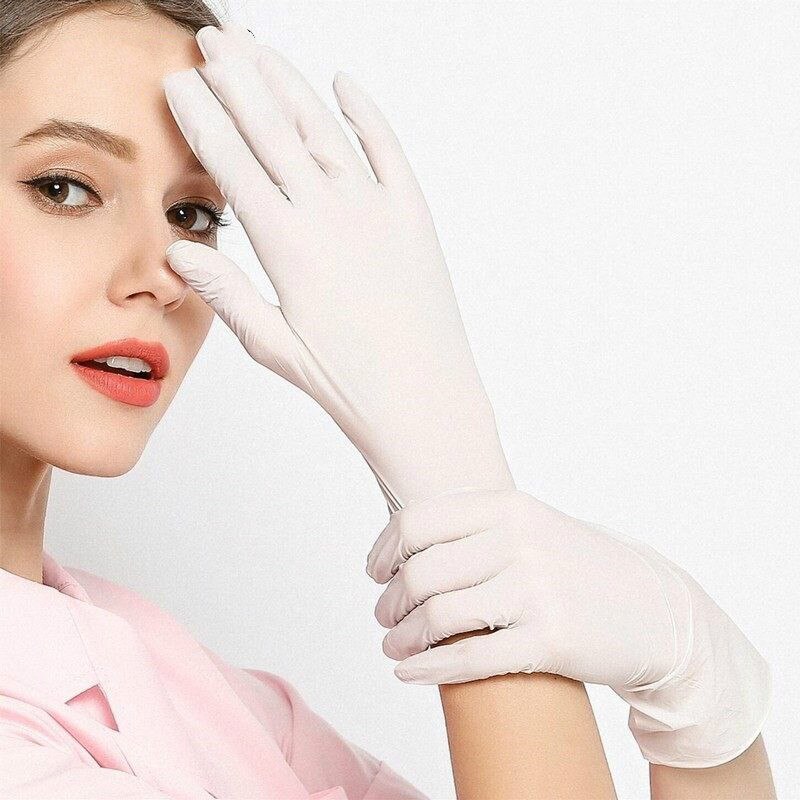 100pcs PVC/Nitrile/Latex Gloves Disposable Gloves For Home Cleaning Rubber Glove for work/Laboratory/Garden S/M/L: White(Latex ) / S