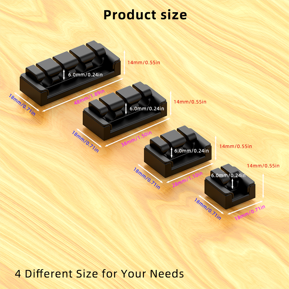 Organizador de cables 1, 2, 3, 4 orificios, enrollador de cables, Clips flexibles de gestión de cables para despacho de cables, Protector de cables para cargadores