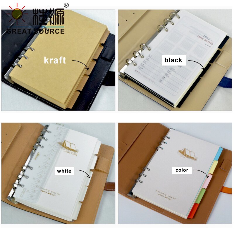 A6 Planner Divider Kleurrijke Index Card 6 Gaten Papier Karton Duikers Voor Losse Blad Notebook Map Verdelers (8 Sets)
