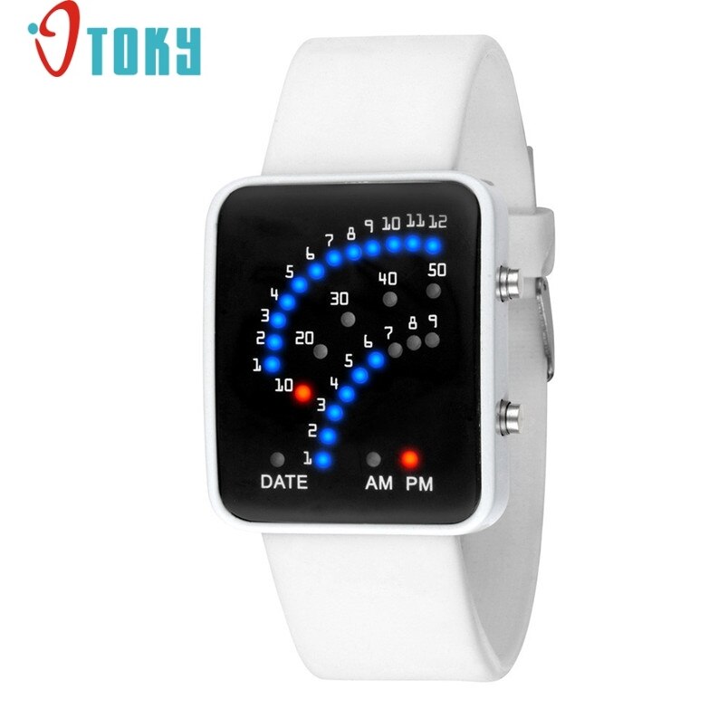 Novel Women Mens Futuristic Japanese Style Multicolor LED Sport Wrist Watch May26