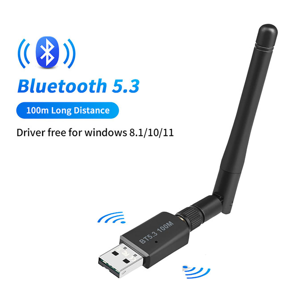 100M Bluetooth 5.3 Adapter Free Driver USB Bluetooth Dongle Adaptador for PC Windows 11/10 Mouse Keyboard Audio Receiver: Default Title