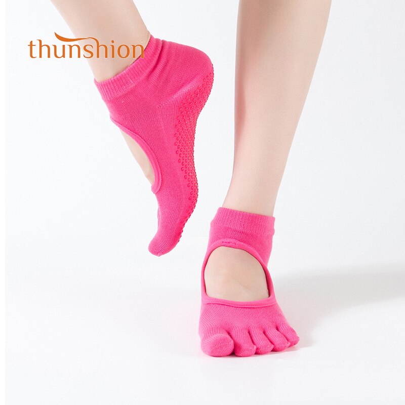 Calzini Yoga Donna - 3 Paia - Collo e Dita Aperte - PVC Antiscivolo Massaggio Dita