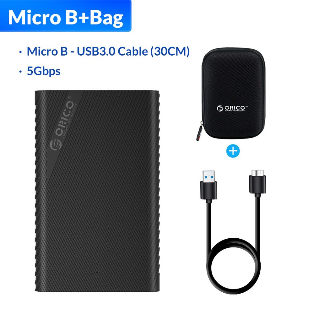 Orico 2.5 Inch Harde Schijf Case Ssd Adapter Sata Naar Usb 3.0 Hd Externe 4 Tb Behuizing Doos Tool-gratis Met Uasp Functie: Black with Bag