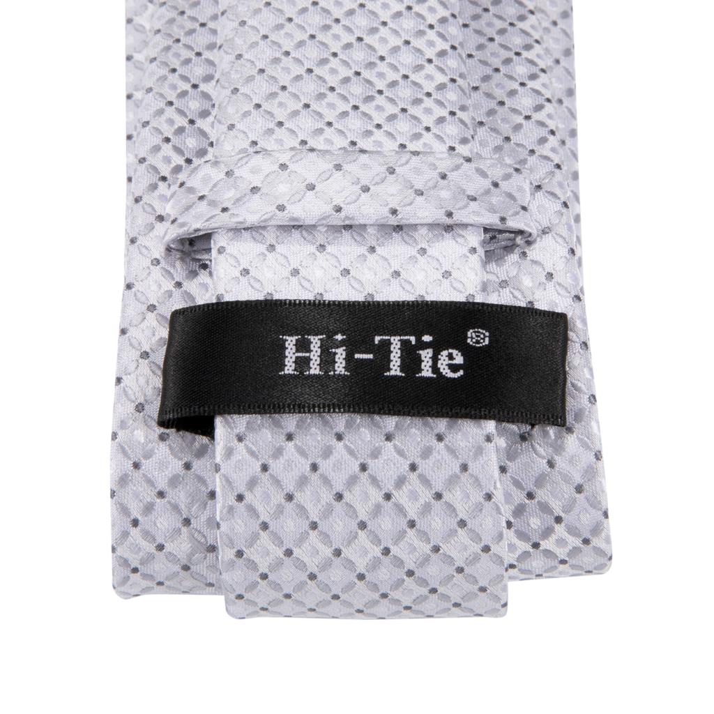 Wit Grijs Plaid Zijde Bruiloft Stropdas Voor Mannen Handky Manchetknoop Mens Stropdas Business Party Dropshiping Hi-tie