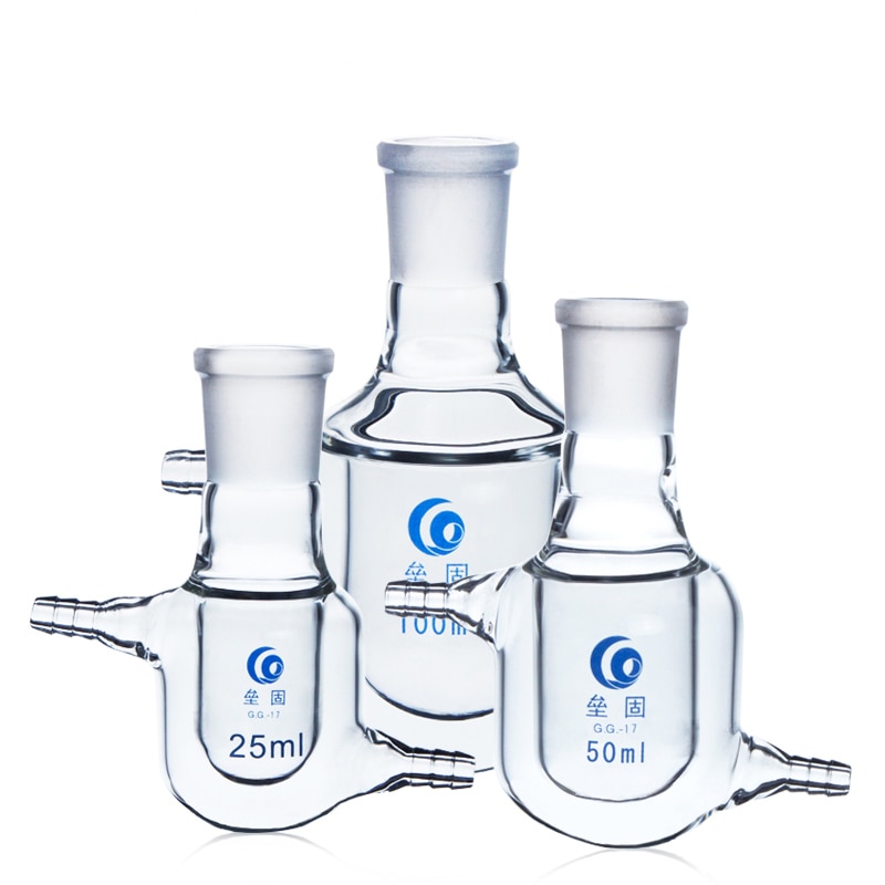 Single-neck jacket reaction bottle Thick wall borosilicate glass flask Jacketed Pilot Plant Reactors Laboratory #24