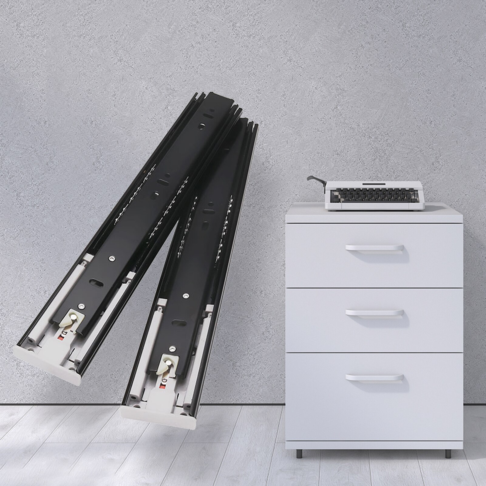 2Stck 10-20 zoll Schublade gleiten Schiene Dämpfer 3 Abschnitte Absenkautomatik Schreibtisch Schrank Kugellager Schrank Rutsche schiene Möbel Hardware-