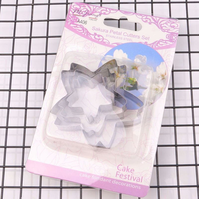 Set van 3 stuks mijiang roestvrijstalen oosterse kersensakura uitstekers, doe-het-zelf taartdecoratiegereedschappen, fondant koekjesvormpjes, mallen  a406